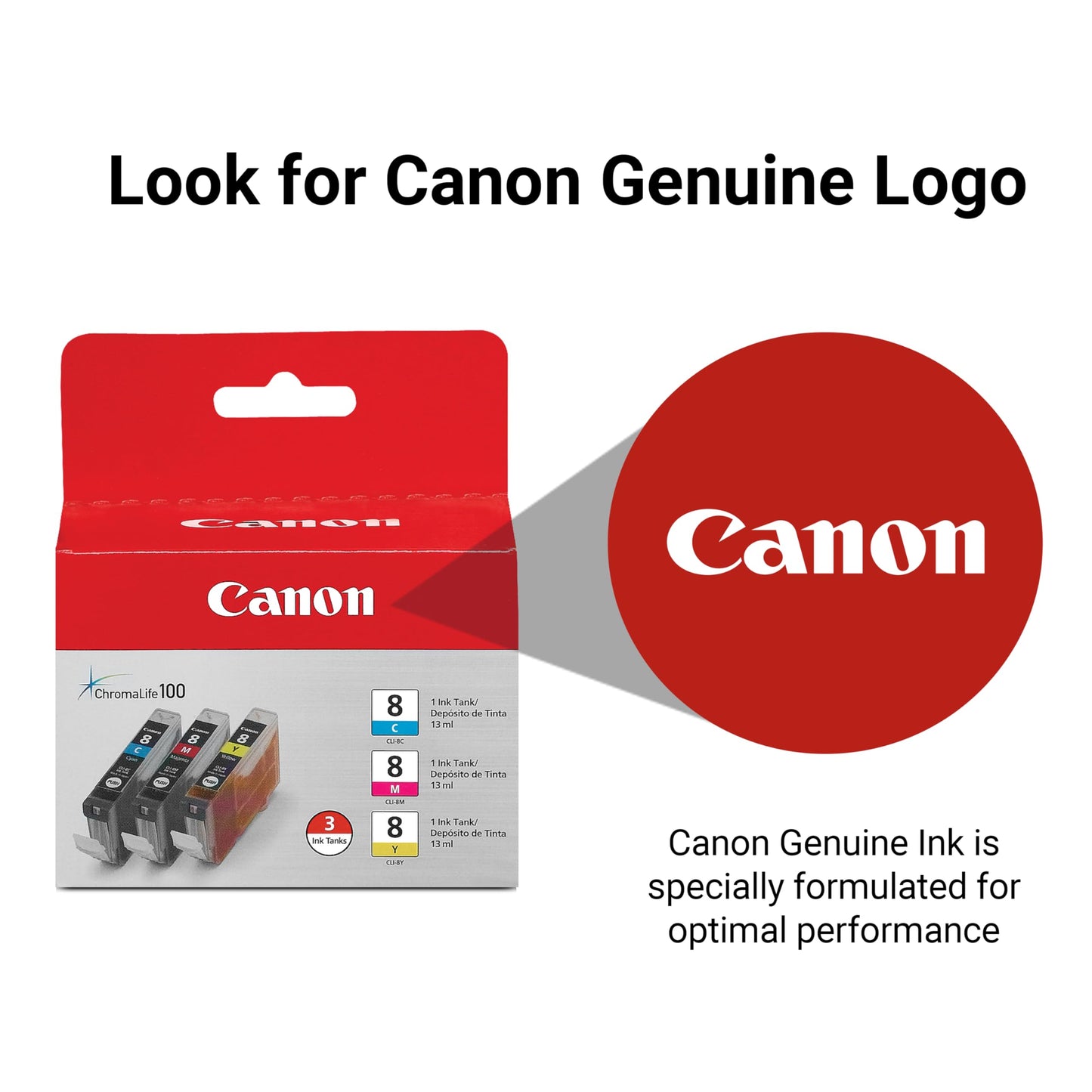Canon CLI-8 Genuine Three Color Ink Tank, Compatible with iP4300, iP3500, iP3300, MP970, MP960, MP950, MP800R, MP830, MP810, MP800, MP500, MX850