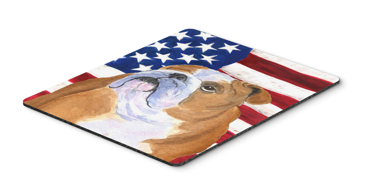 Caroline's Treasures SS4017MP "USA American Flag with Bulldog English Mouse Pad, Hot Pad or Trivet" for Home Office Gaming Working Computers Laptop