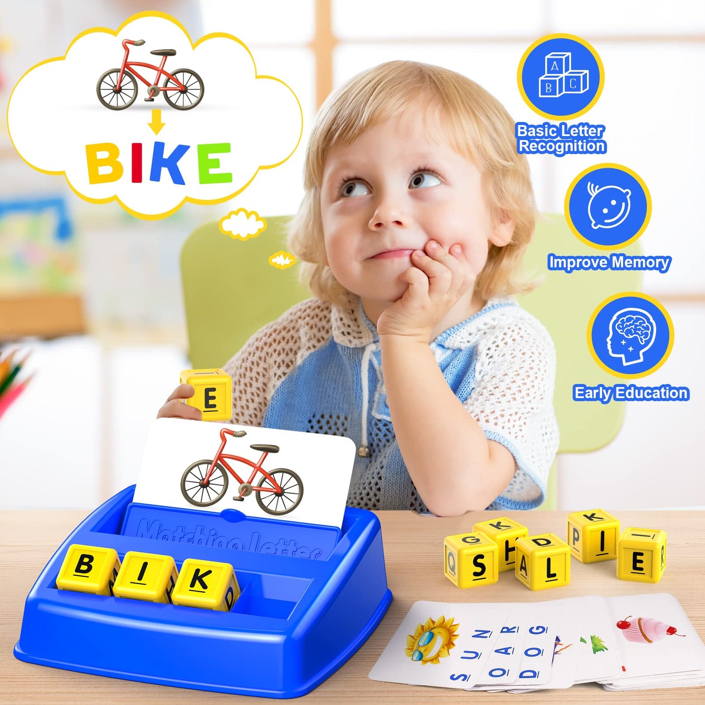 LIWIN LET’S GO! Matching Letter Game – Fun Learning Toy for Kids Ages 3–8, Educational Spelling Game & Birthday Gift for Boys & Girls, Blue