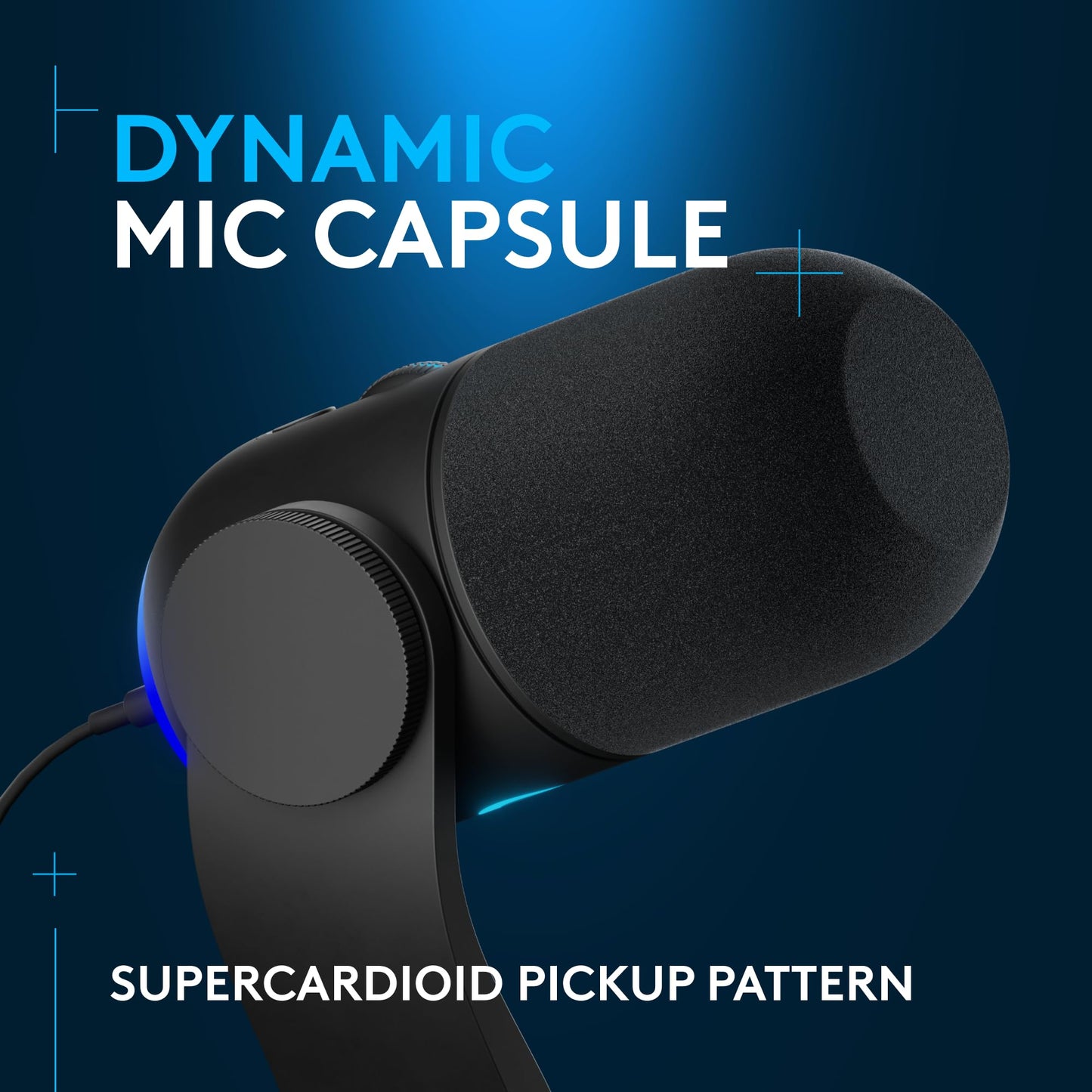Logitech G Yeti GX Dynamic RGB Gaming Microphone with LIGHTSYNC, USB Mic for Streaming, Supercardioid, USB Plug and Play for PC/Mac - Black