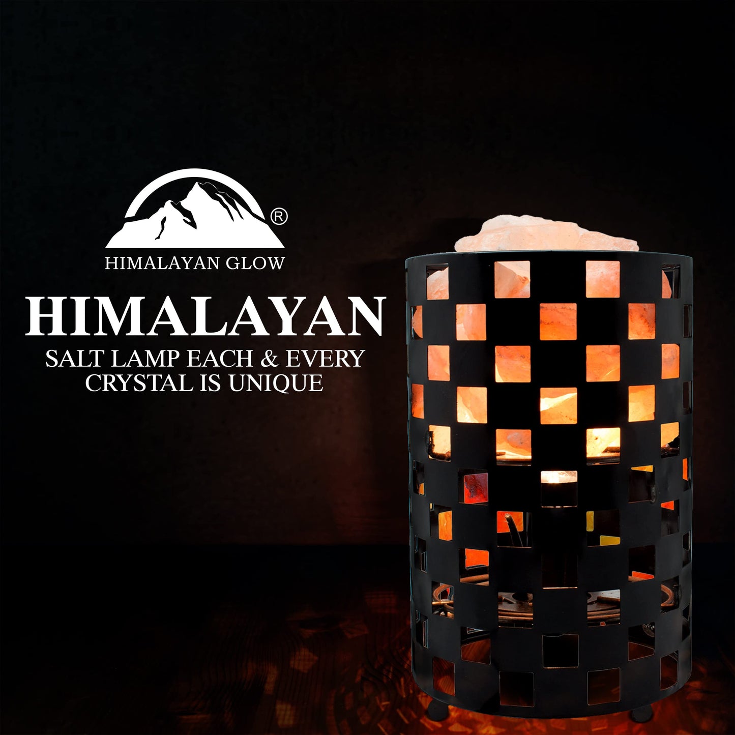 Himalayan Glow Projective Style Metal Basket Night Light with Pink Chunks, Bulb,(ETL Certified) Dimmer Switch,Calming & Relaxing Salt Lamp, Pink Salt
