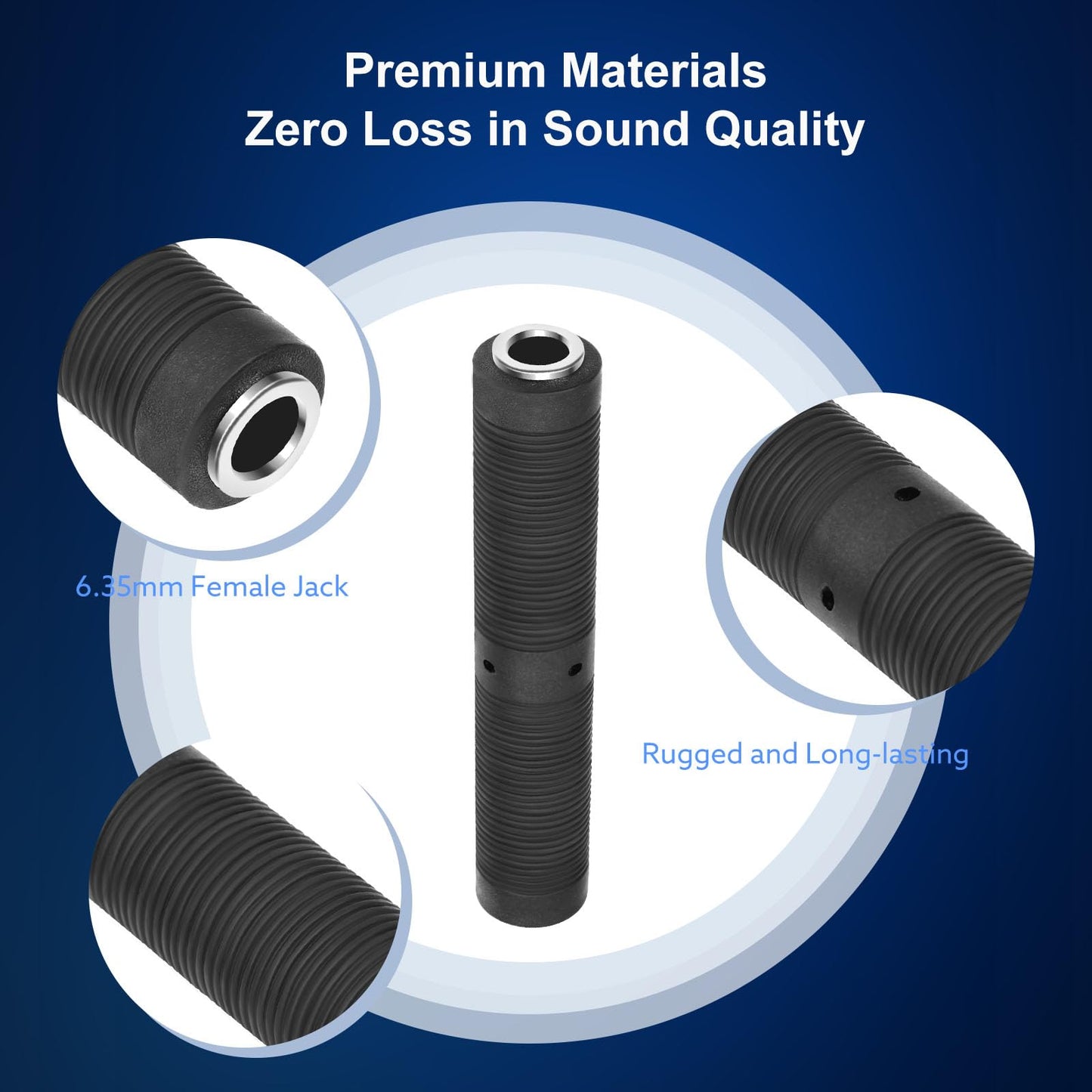 Devinal 1/4 Inch TRS/TS Female to Female Coupler, 6.35mm Jack Stereo Adapter Joiner, Gender Changer Connectors - 4 Pack