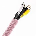Pixio 10FT Tubing Cable Sleeve - Pink 1/2 inch Flexible Cable Management Sleeve for PC, Gaming, TV & Office, Wire Organizer for Desk Cable Cleanup