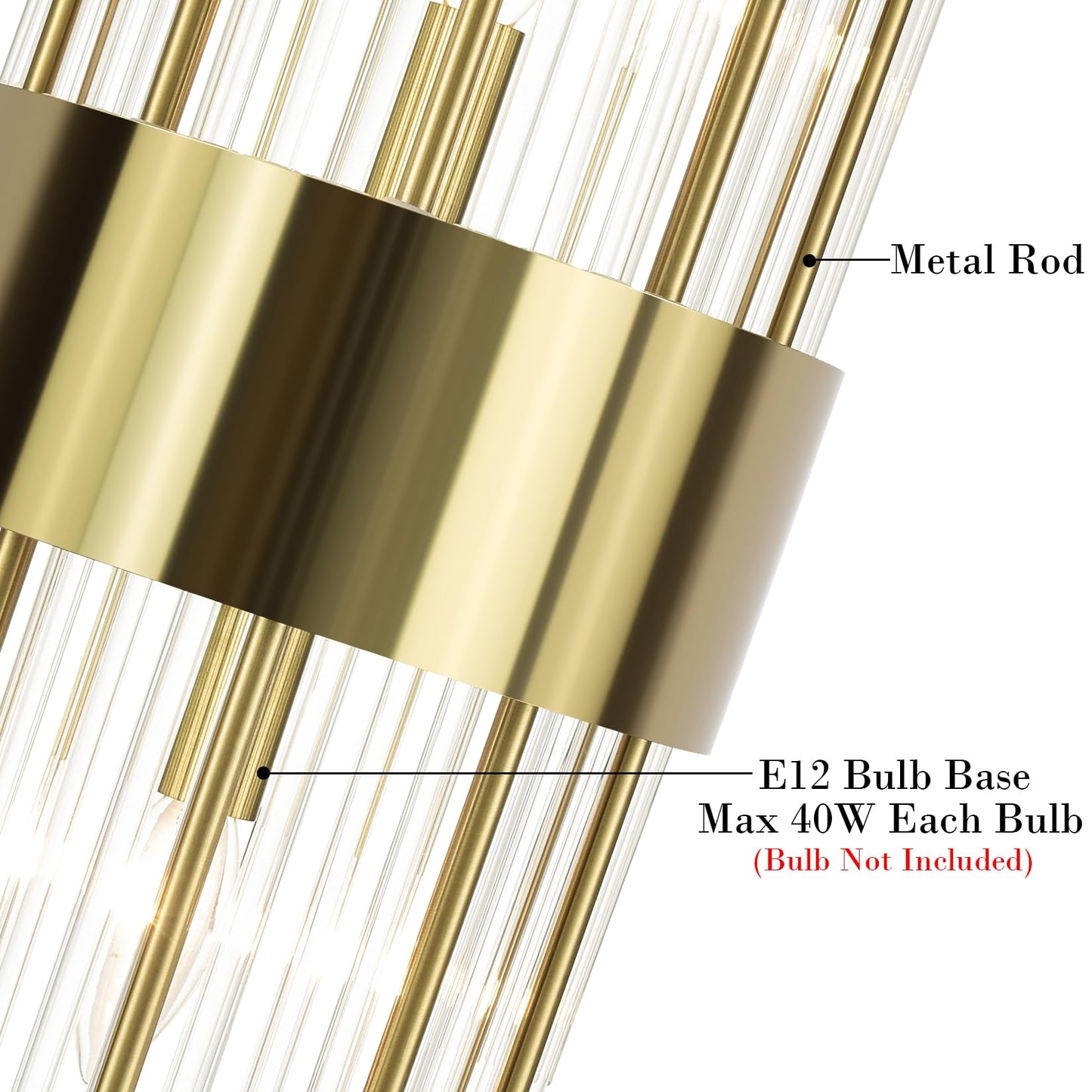 TEENYO Modern Gold Wall Sconces Set of Two Crystal Sconces Wall Lighting 2-Light Brass Glass Wall Light Fixtures for Bedroom Living Room Bathroom