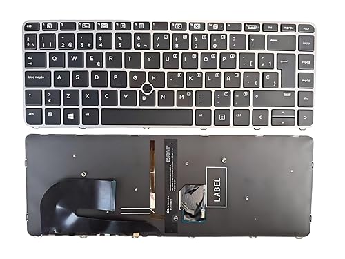 Laptop Replacement Latin Spanish layout Keyboard for HP EliteBook 745 G3 745 G4 840 G3 840 G4 with Backlit/with mouse stick/Silver frame