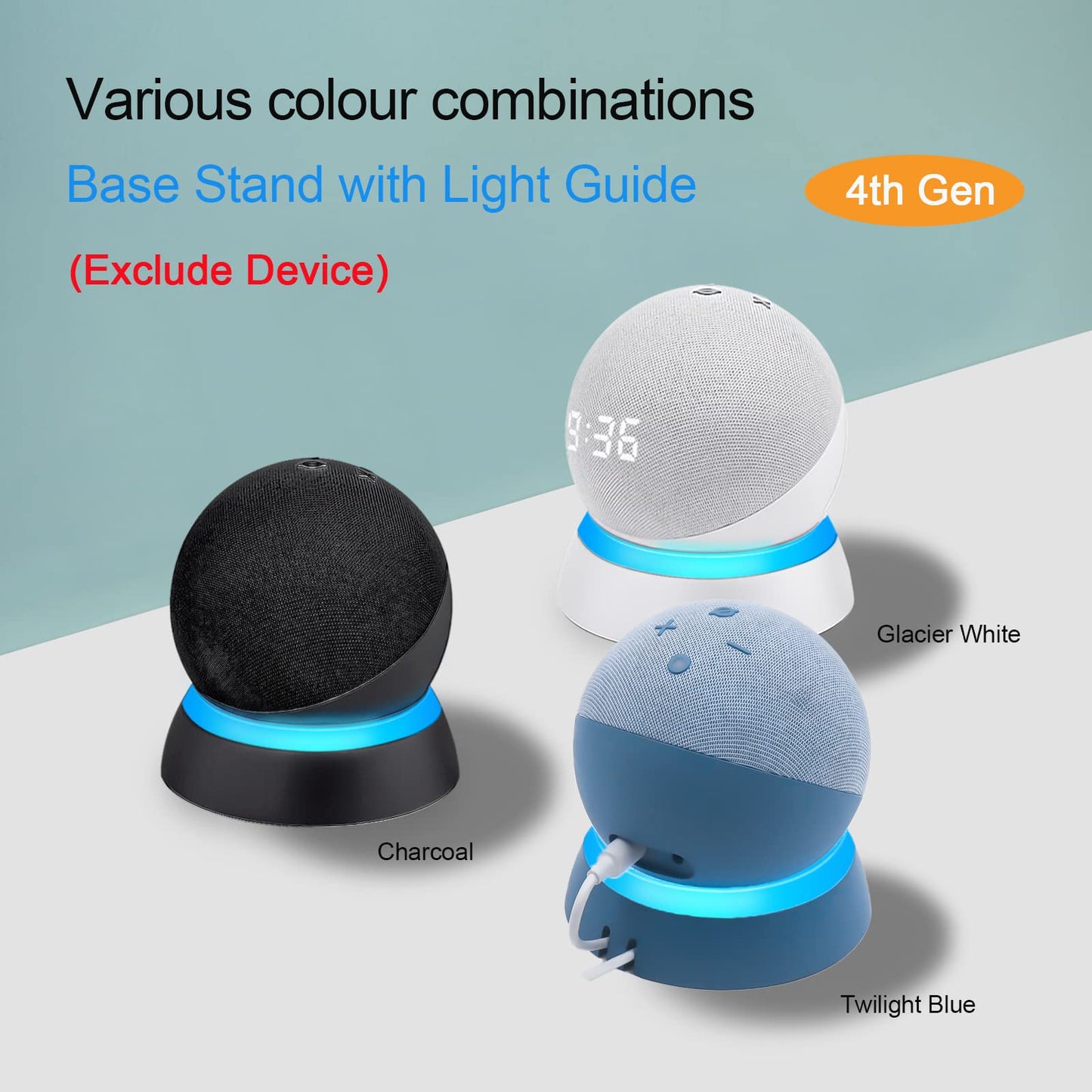 C YECEN Table Stand for Echo Dot 5th & 4th Generation, Desktop Holder Mount,Base Bracket with Light Guide and with Built-in Cable Management,Cloud