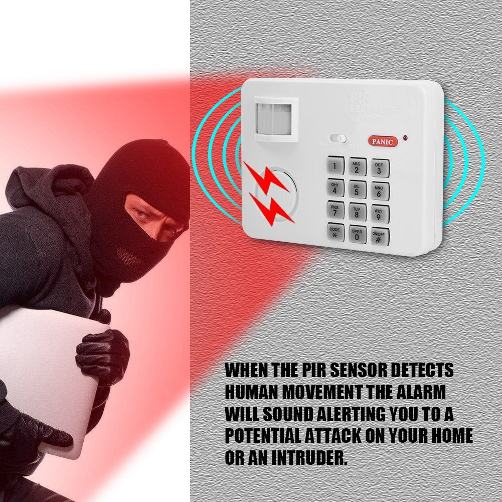 PIR Motion Sensor Alarm, Home Security Keypad Password Remote Infrared Detectors Siren for Home