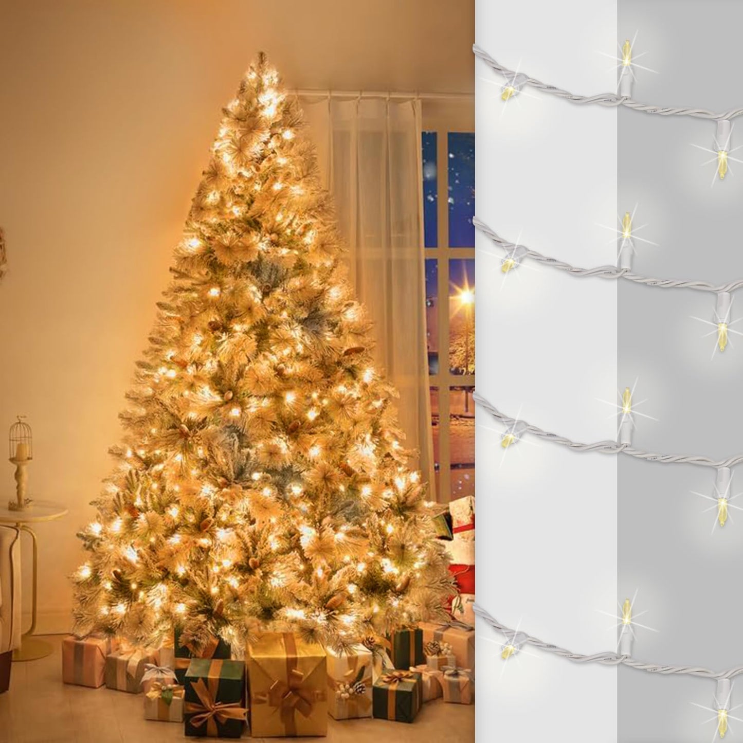 Heyworld Soft Twinkle Lights,100 Led Slow Twinkling Christmas Lights on White Wire Cord, UL Approved 27 Ft, Connect Up to 25 Sets,Indoor Outdoor