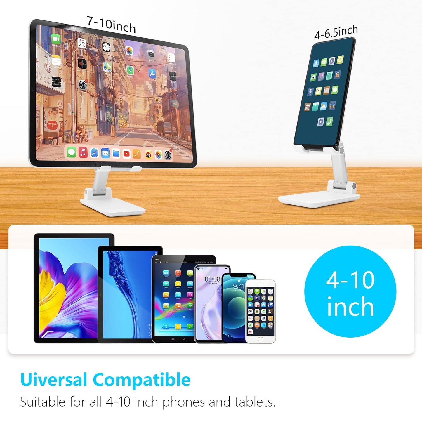szwilnis Cell Phone Stand, Folding Desktop Phone Stand, Angle Height Adjustable Mobile Phone Holder for Desk, Office, Tablet Stand Compatible with All