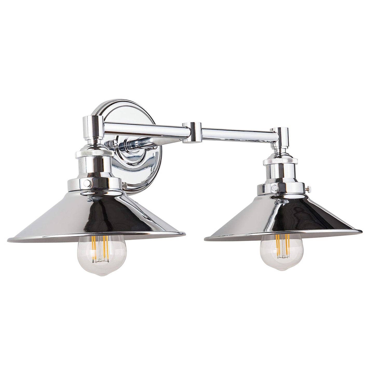 Linea di Liara Andante 2 Light Bathroom Vanity Light - Industrial Polished Chrome Fixtures Above Mirror, Farmhouse Lighting for Bathroom, Bulb