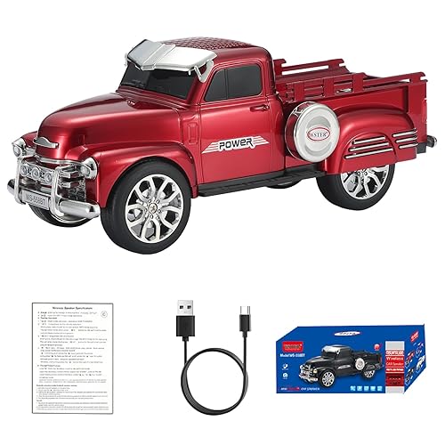 WS-558 Cool Pickup Truck Design Replica Speaker, Portable Wireless Car Model Bluetooth Speaker with HD Sound, TWS, FM Radio, USB/TF Playback, LED