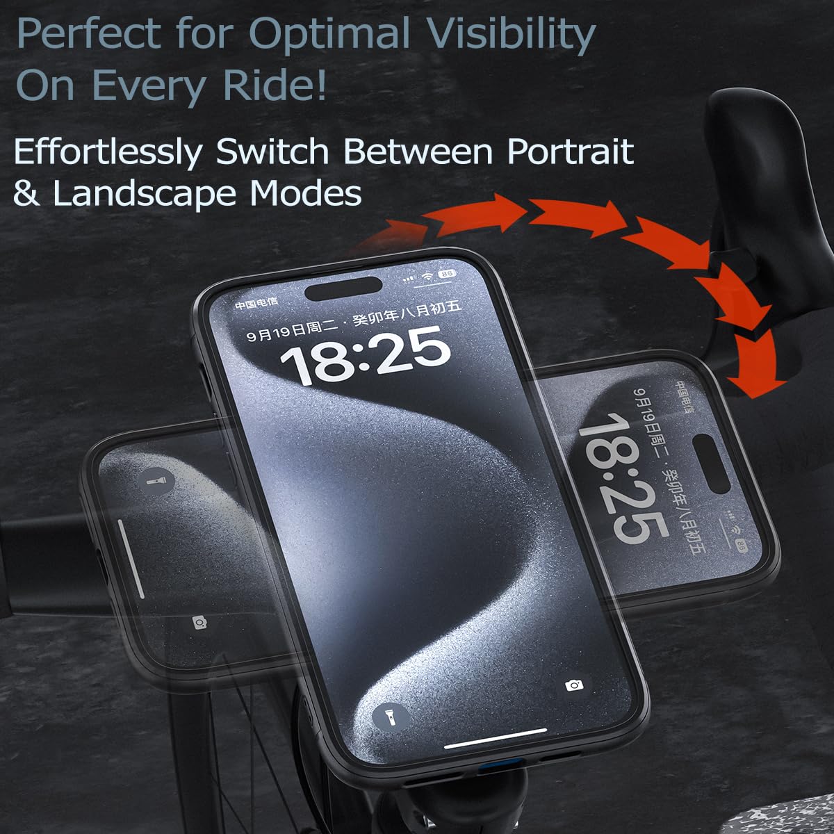 Bike Stem Phone Mount with Quad Safety Buckles - CNC Aluminum Center Holder for iPhone & Android | Quick Install | Anti-Shake Clamp