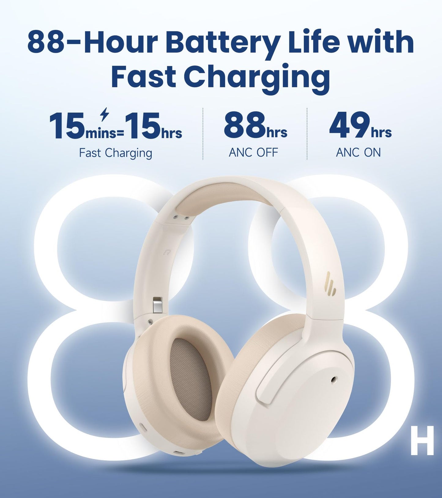 Edifier W820NB Plus Gen 2 Wireless Over-Ear Noise Cancelling Headphone, -49 dB ANC, LDAC Hi-Res Audio, 88H Playtime, Spatial Sound, Volume Guard…