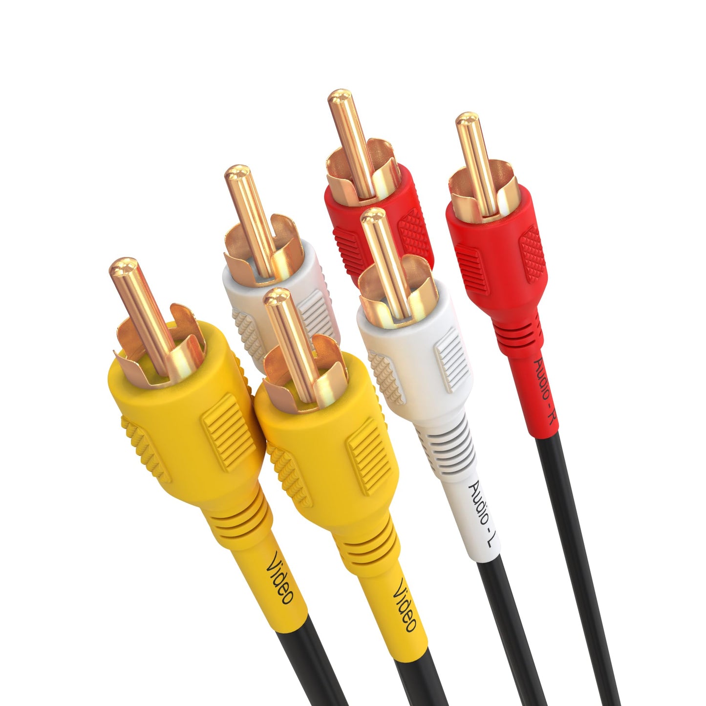 Cmple - 3 RCA Cable 50 Feet Composite Three RCA Male to Male Audio Video Cables A/V Gold Plated Triple Plug to Plug Cord for VHS/DVD Players, TVs