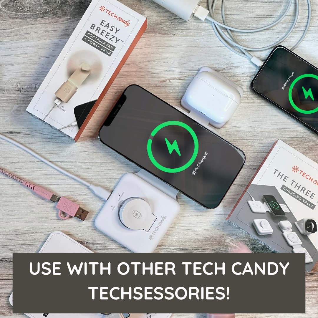 Tech Candy Adapt Dat Universal Multi-Device 3-in-1 Charging Cable, Pink - USB to Lightning/Micro USB/Type C, Fast Charge & Sync, Tangle-Free…