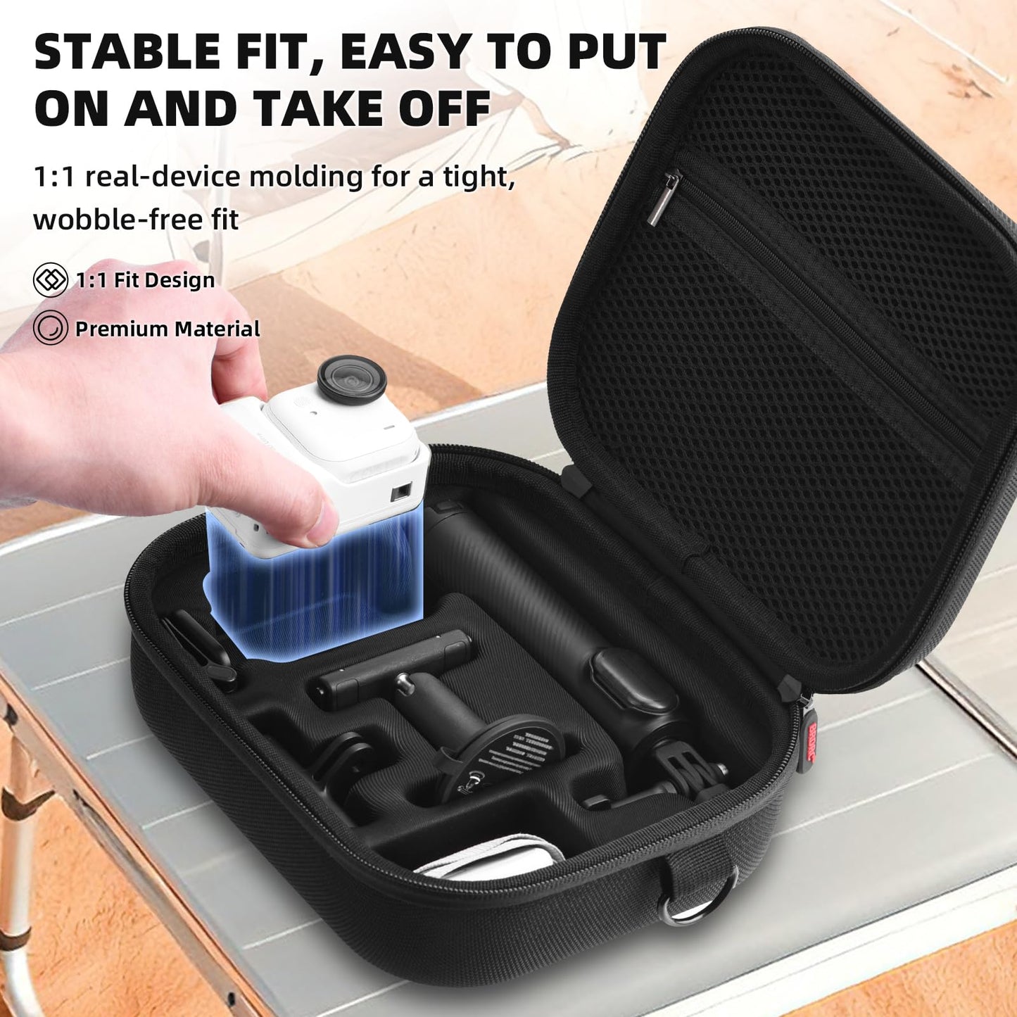 BRDRC Carrying Case for Insta360 GO Ultra, Portable Nylon Travel Storage Bag, Hard Protective Case with Shoulder Strap for Insta360 GO Ultra Camera