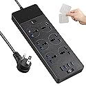 Universal Power Adapter, Jumpso 3000w Power Strip with 4 USB Ports (1 USB C), 6ft Extension Cord with International Outlets, 110-240v, European Travel