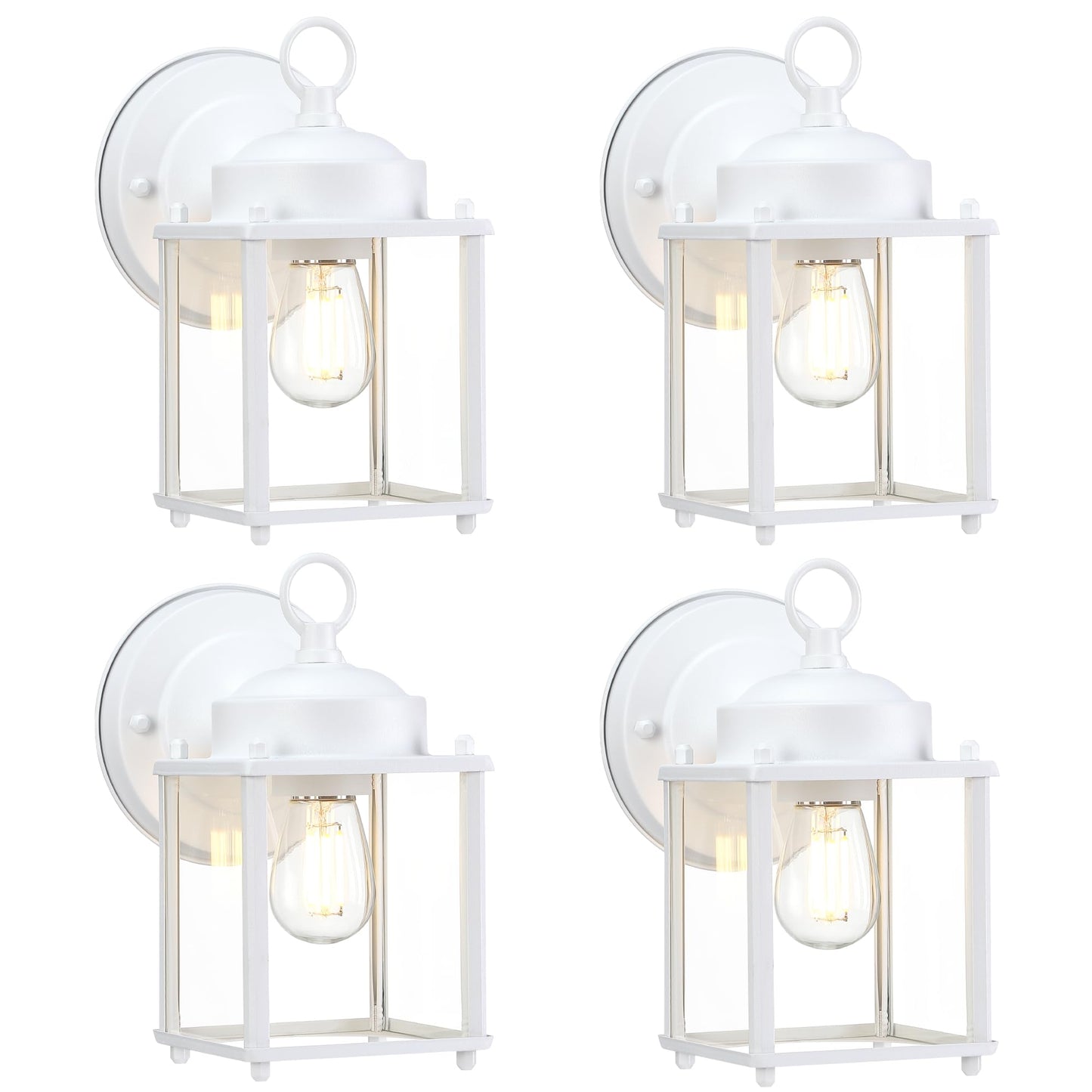 GRUENLICH Outdoor Wall Sconce, Exterior Wall Lighting Fixtures with Clear Glass, Front Porch Lighting, Outdoor Lights for Patio, Doorway, White, 4