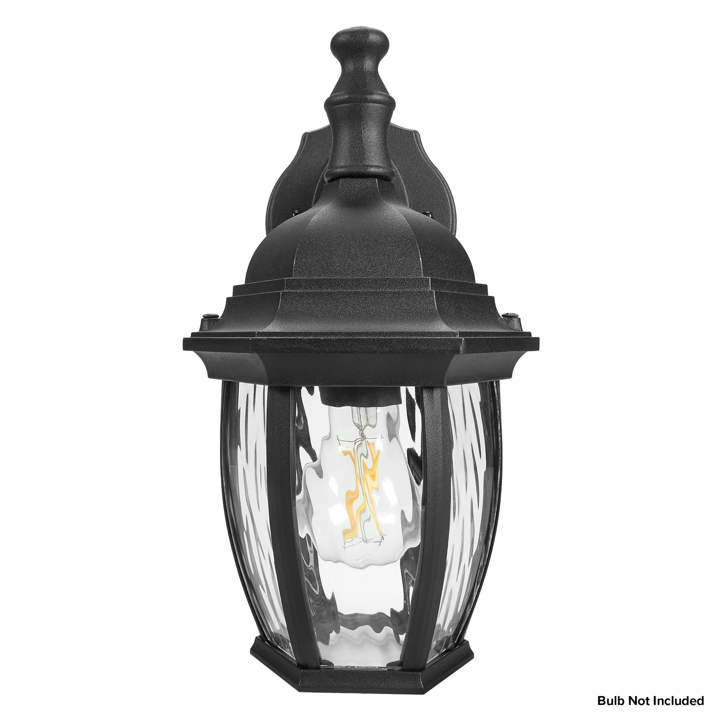 Maxxima Outdoor Wall Light Metal Frame with Clear Water Glass, E26 Socket