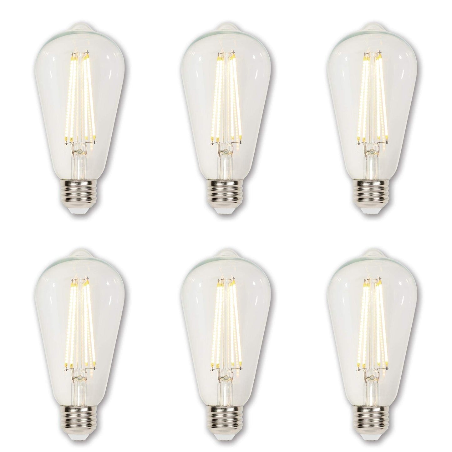 Westinghouse 4518320 6.5 Watt (60 Watt Equivalent) ST20 Dimmable Clear Filament LED Light Bulb, Medium Base, 6-Pack
