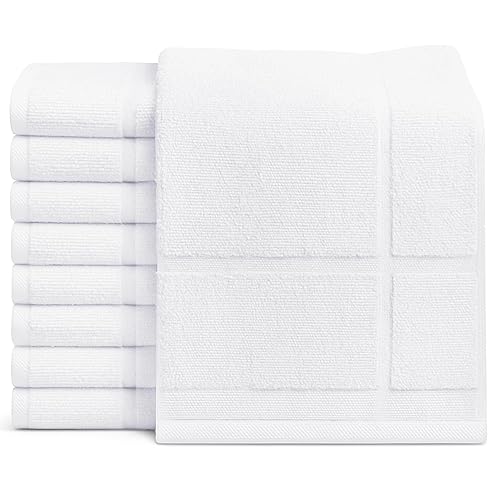 GOLD TEXTILES 12 Pack White Bath Mat Towels 20x30 Inches (Not a Bathroom Rug)- Cotton Blend Washable Economy Hotel Bath Mats