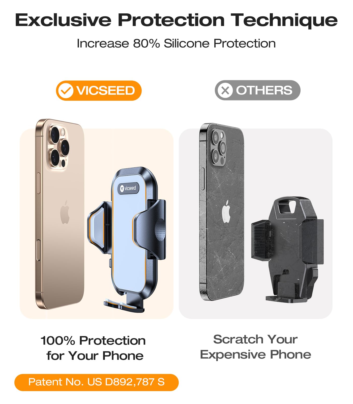 VICSEED Military-Grade Sturdy Car Phone Holder Mount, Upgraded Anti Shake Metal CD Slot & Air Vent Thick Case Friendly Phone Mount for Car Fit