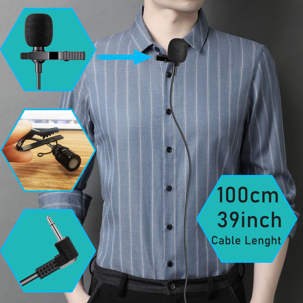 EXMAX Wired Lavalier Micophone 3.5mm Lapel Microphone Cord Omnidirectional Lav Mic Clip for ATG-100t EX-100 Wireless Tour Guide System Transmitter