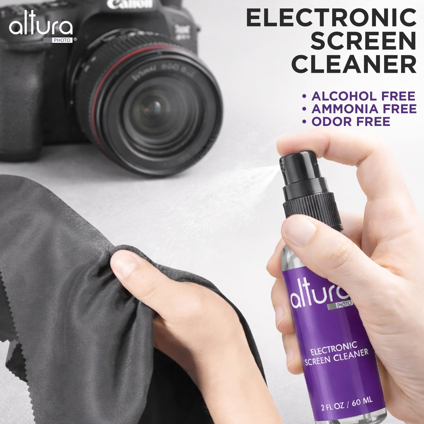 Altura Photo Camera Cleaning Kit - Lens Cleaner Spray, Brush, Pen, Blower, Microfiber Cleaning Cloths, Tissue Wipes for Canon Nikon Sony Fuji Olympus