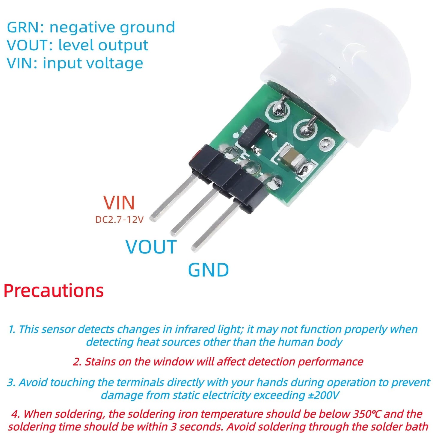 MTDELE 10Pcs Pir Sensor Am312 2.7V to 12v Mini Motion Sensor Pyroelectric Human Infrared Sensor Module