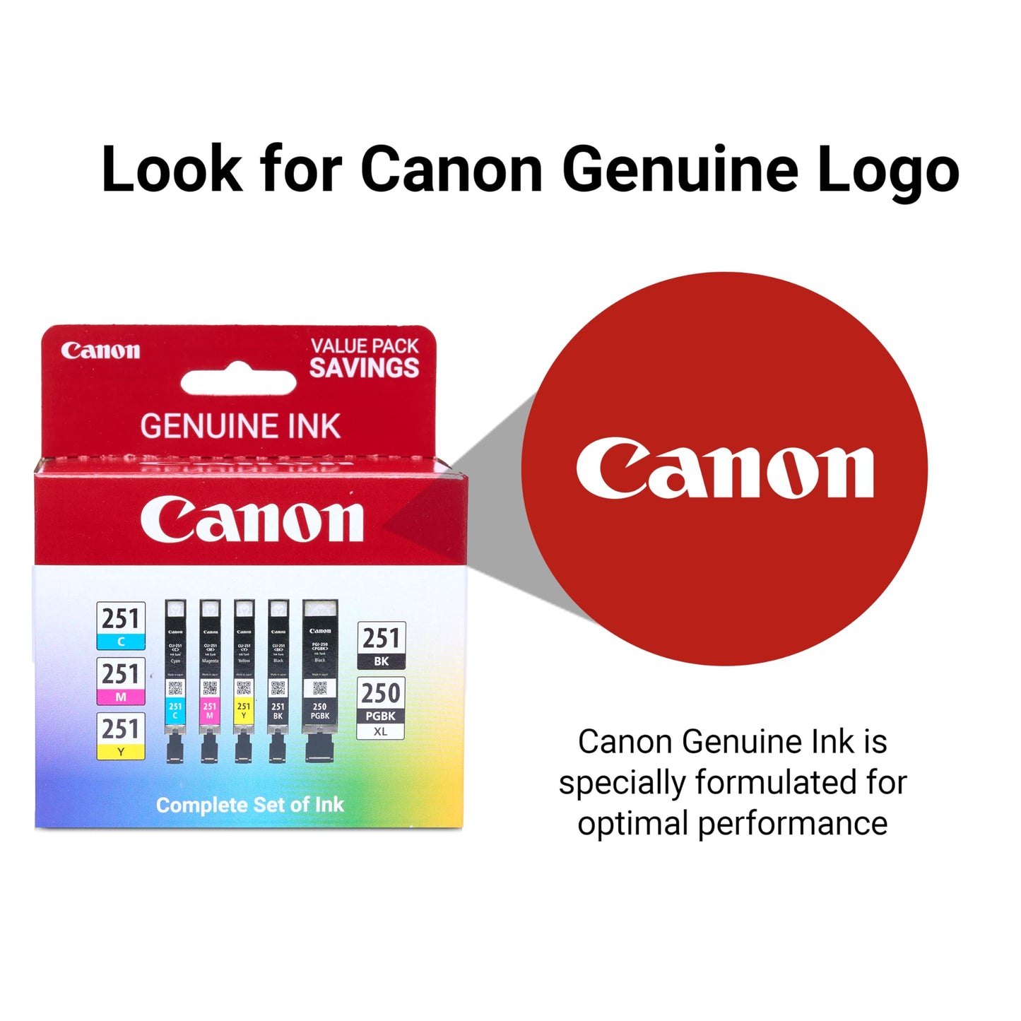 Canon PGI-250XL/CLI-251 Genuine Five Color Value Pack, Compatible with MG6320, iP7220, MG5420, MX922, MX722, MG7120, MG6420, MG5520, iX6820, iP8720