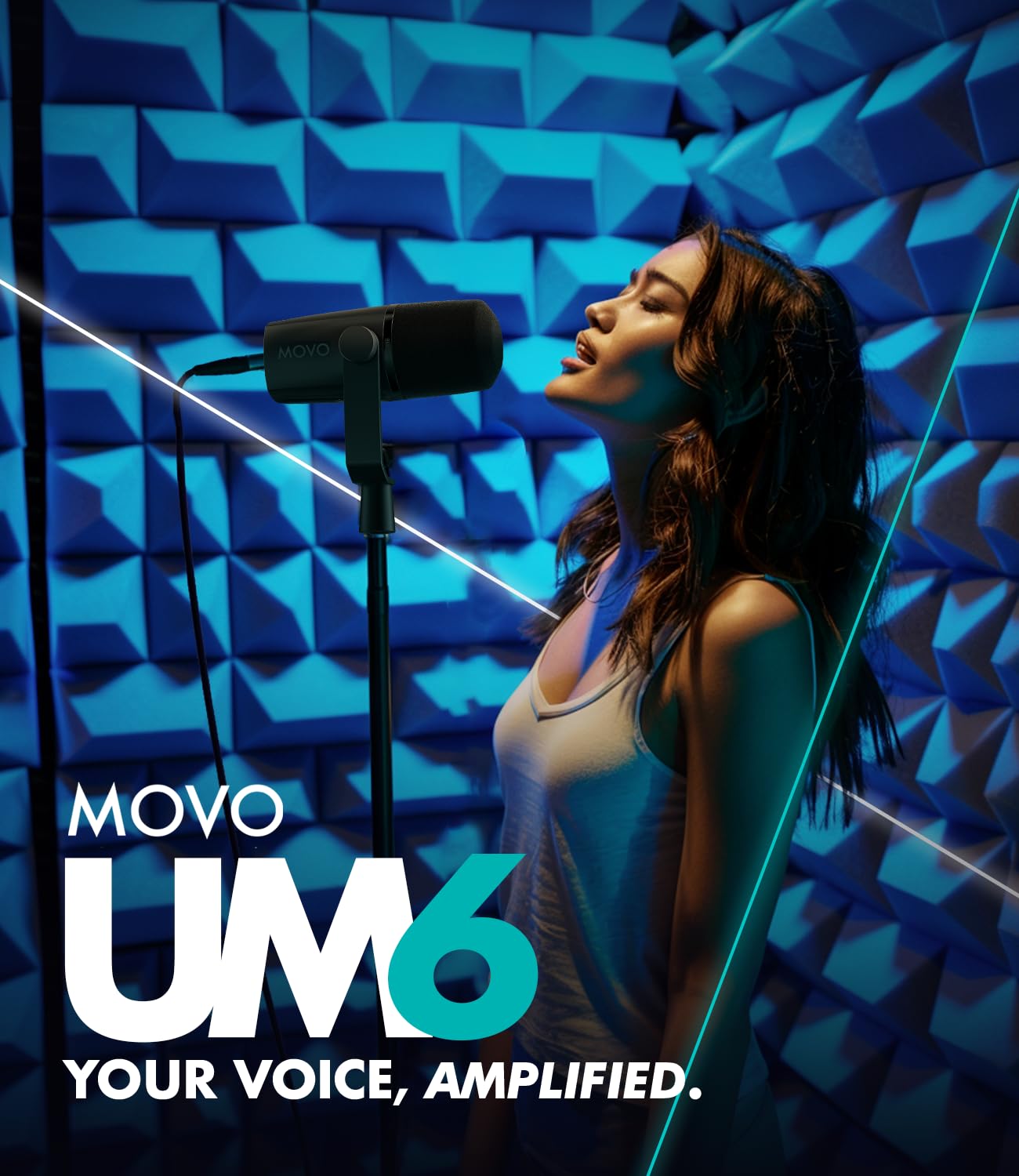 Movo UM6 Dynamic Podcast Microphone with Built-in GainCast Preamp - XLR and USB C Outputs - Studio Mic for Gaming, Podcasting, Streaming, Vocals