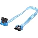 Kaybles 10 inch SATA Cable w/Locking Latch (90 Degree to 180 Degree)- UV Blue, SATA-LLL(6.0 Gbit/s) - SATA3L0.8FT-90/180BU