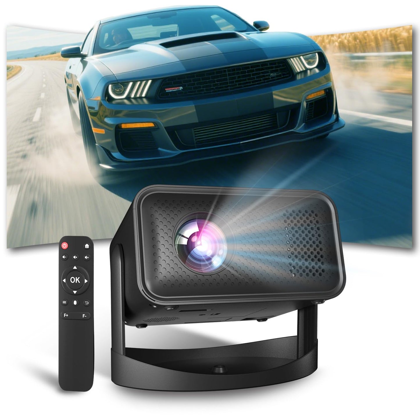 UCOCARE Smart Mini Projector with WiFi and Bluetooth, Native 1080P 4K Supported Portable Projector for Bedroom Ceiling, Auto Keystone & Electric
