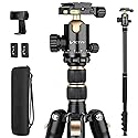 Professional DSLR Tripod for Photography - Tall, Lightweight & Heavy Duty - Spotting Scopes, Telescope & Binoculars - Compact Complete Tripod Unit