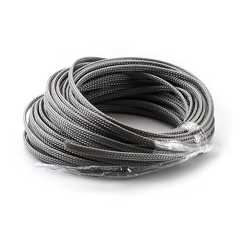 Bettomshin 1Pc 32.8Ft(10m) Cable Management Sleeve, 3/16"(4mm) Width PET Grey Cord Protector, Wire Loom Tube Insulated Split Sleeving for USB Cable