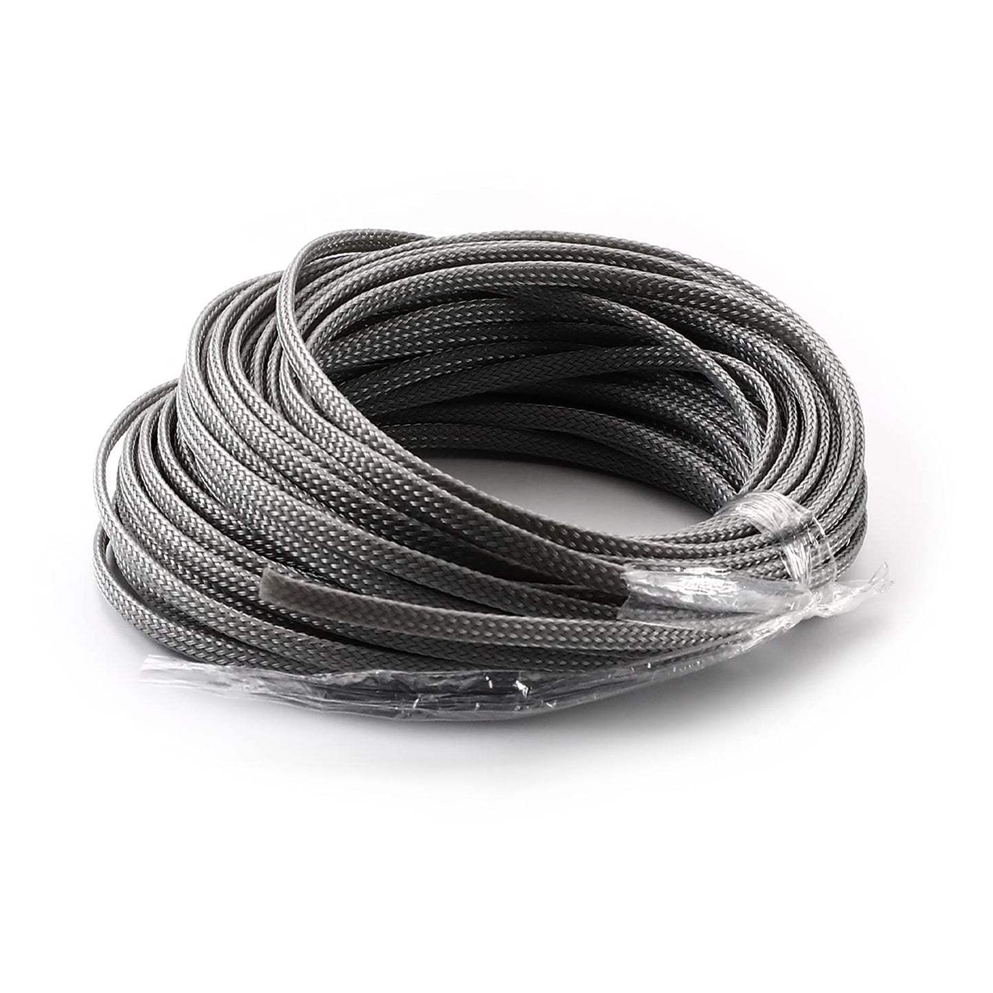 Bettomshin 1Pc 32.8Ft(10m) Cable Management Sleeve, 3/16"(4mm) Width PET Grey Cord Protector, Wire Loom Tube Insulated Split Sleeving for USB Cable