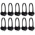 Koss KPH7 Lightweight Portable On-Ear Headphones Bundle (Black, 10-Pack)