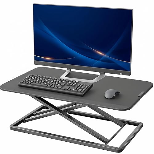 VIVO Economy Single Top Height Adjustable 29 inch Standing Desk Converter, Sit Stand Tabletop Monitor and Laptop Riser Platform Workstation