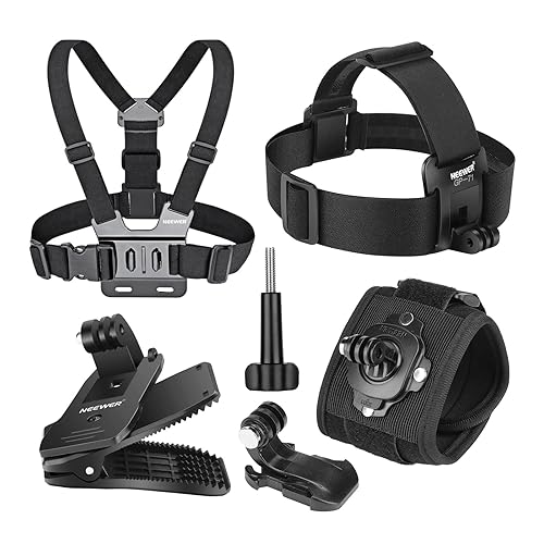NEEWER Accessory Set Compatible with GoPro Hero Insta360 DJI AKASO Action Camera, Quick Change Head Strap Head Strap Holder, Chest Strap, Backpack Hat