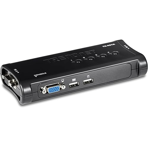 TRENDnet 4-Port USB KVM Switch, TK-407K, Control Up to 4 Computers, Windows, Linux, Mac OS Compliant, 2048 x 1536 VGA Resolution, NDAA & TAA