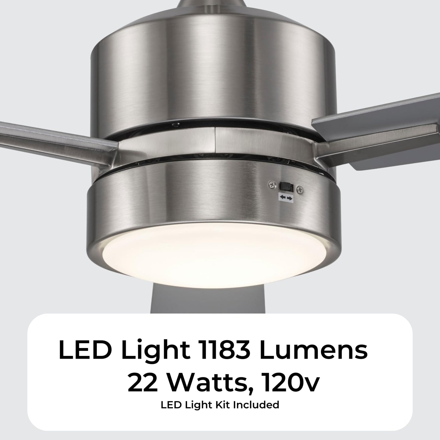 Asher Hamilton AHF-207BN Aero 52 Inch Indoor Ceiling Fan | Integrated LED Light Kit 1184 Lumens 3000K | 3 Blade Configuration | Control Included |