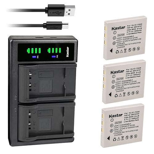 Kastar 3-Pack Battery and LTD2 USB Charger Replacement for Vivitar DVR-560G Vivicam 3660 Vivicam 7388 Vivicam 7388S Vivicam 7500i, Praktica Luxmedia