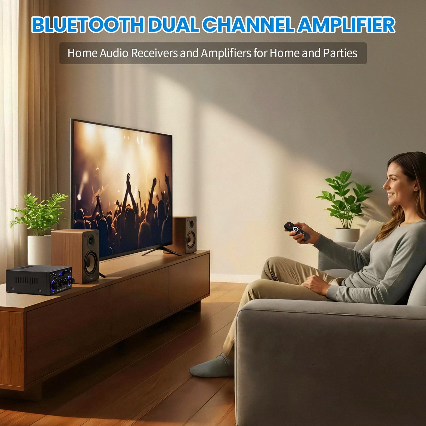Beffkkip Amp10 Amplifier Home Audio,400W Power Amplifier 2 Channel Stereo Receiver with Bluetooth 5.0,Active Subwoofer Output, FM Radio, USB/SD/AUX