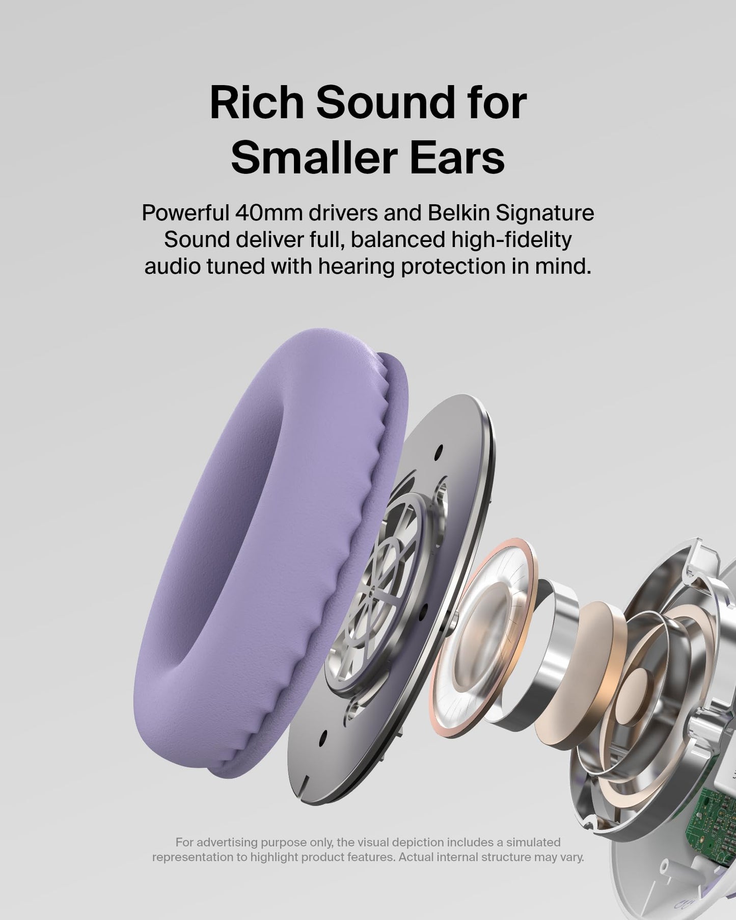 Belkin SoundForm Inspire Wired Over-Ear Headset for Kids, Online Learning & Travel w/Built-in Boom Mic, 85dB Safe Volume Limit - USB-C & 3.5mm