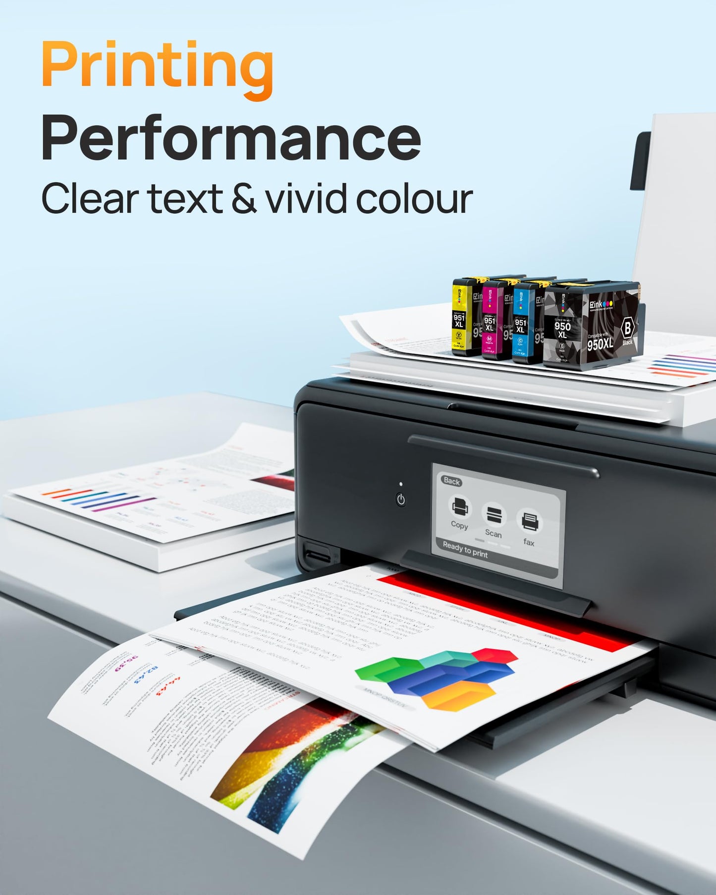 950XL 951XL Ink Cartridge for HP Pro 8600 251dw Printer (9 Pack, 3B2C2M2Y)