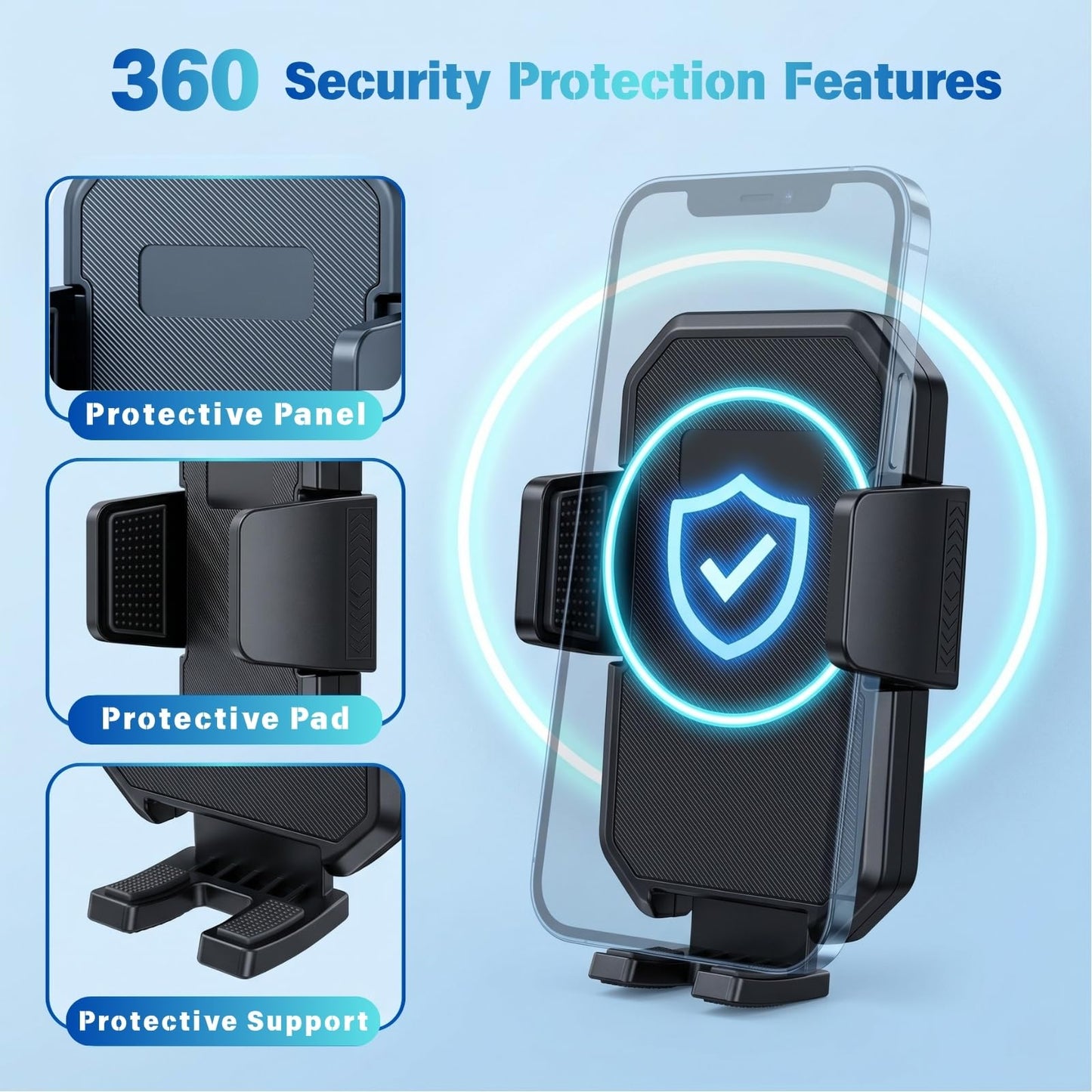 YUHENG Air Vent Car Phone Holder, No Adhesive Vent Clip Mount with Secure Grip & 360° Rotation, Soft Rubber Protection, Compact Hands-Free Phone