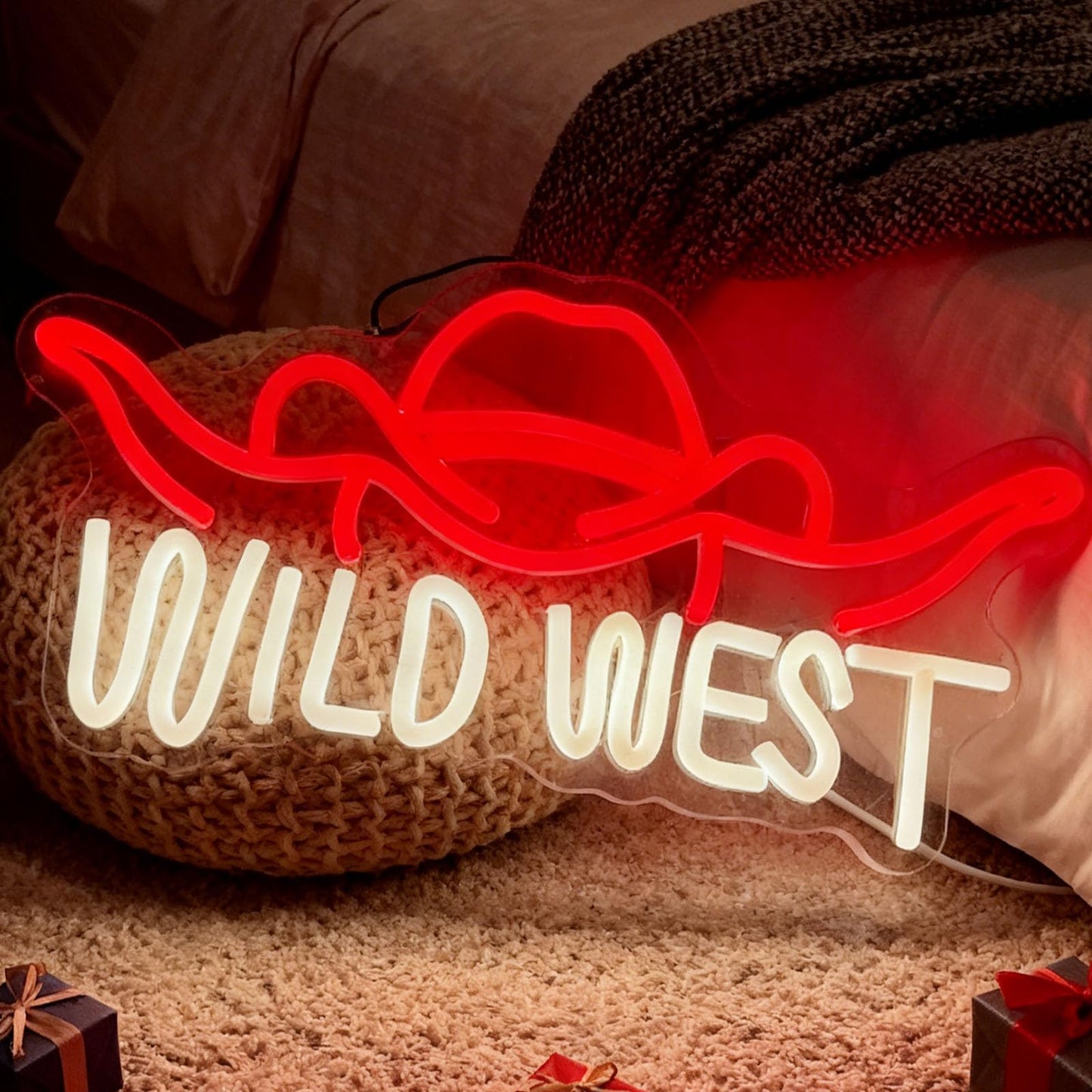 Wild West LED Neon Sign, Western Theme Neon Decor Home Man Cave Bar Party Ambiance Gift Wall Table Accent, USB Powered Dimmable Decorative Light 16.1