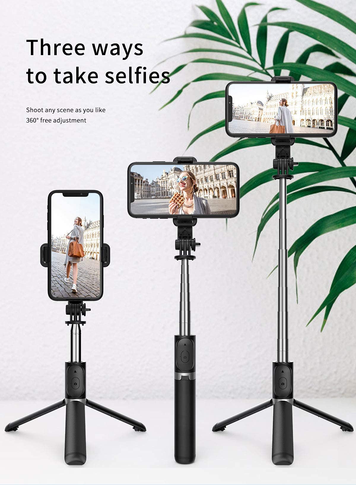 Enkarl Phone Tripod Stand & Selfie Stick Tripod, All in One Cell Phone Tripod, Cellphone Tripod with Wireless Remote and Phone Holder, Portable