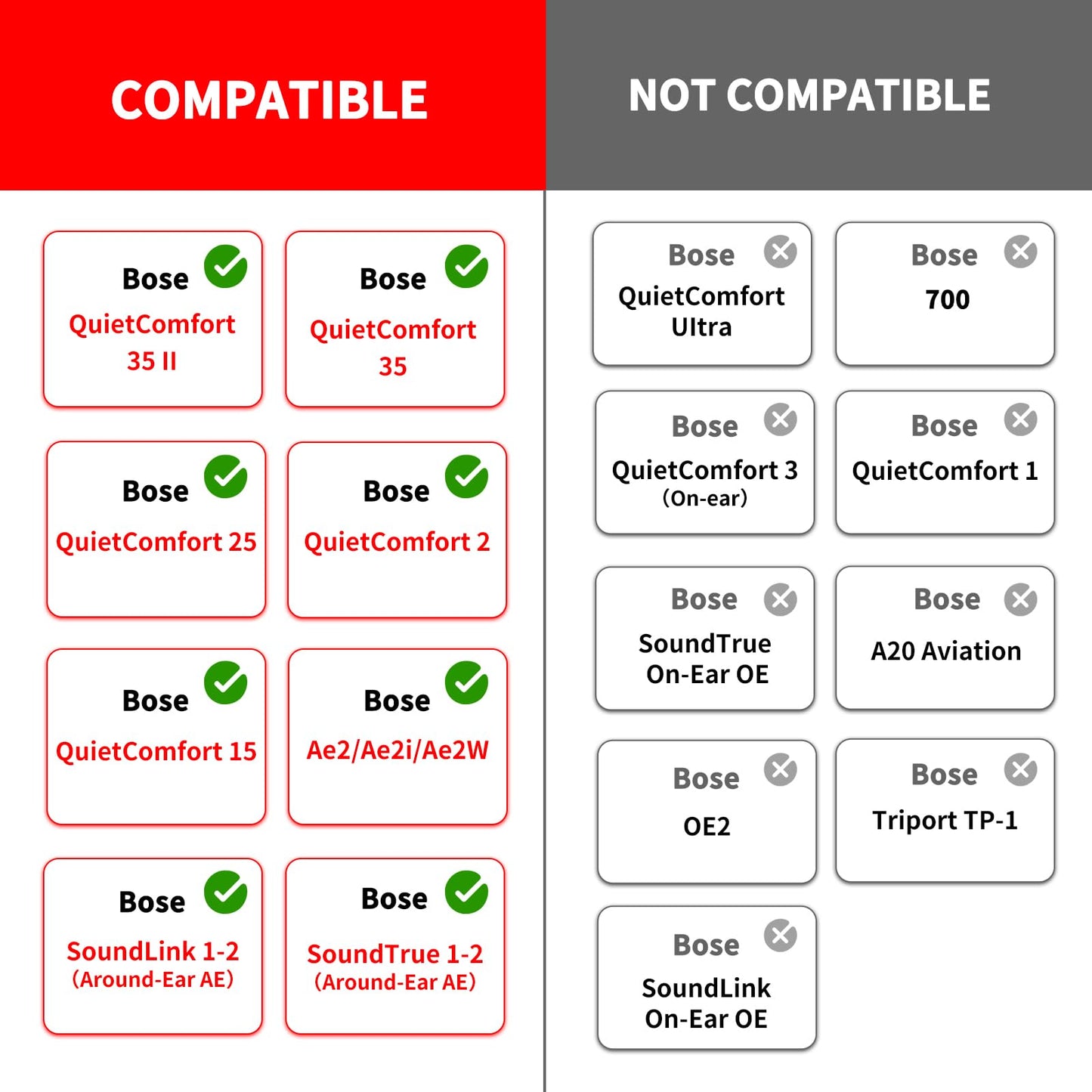 Professional Replacement Bose Headphone Covers, Bose Replacement Headphone Pads for QuietComfort 35 ii/QC35/QC25/QC2/QC15/Ae2/Ae2i/Ae2w/SoundTrue