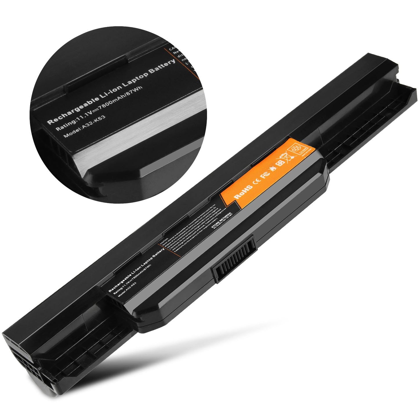 87Wh/7800mAh Laptop Battery Replacement for Asus A53E A32-K53 A42-K53 A45 A53S A43S A53Z A83 A84 K43 K43BY K43E K43S K43T K53 K53E K53T K54 A54C K53SV